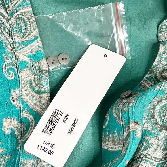 Soft Surroundings Aqua Scroll Design Button Up Dress Adair Dress Size L… - Picture 11 of 14